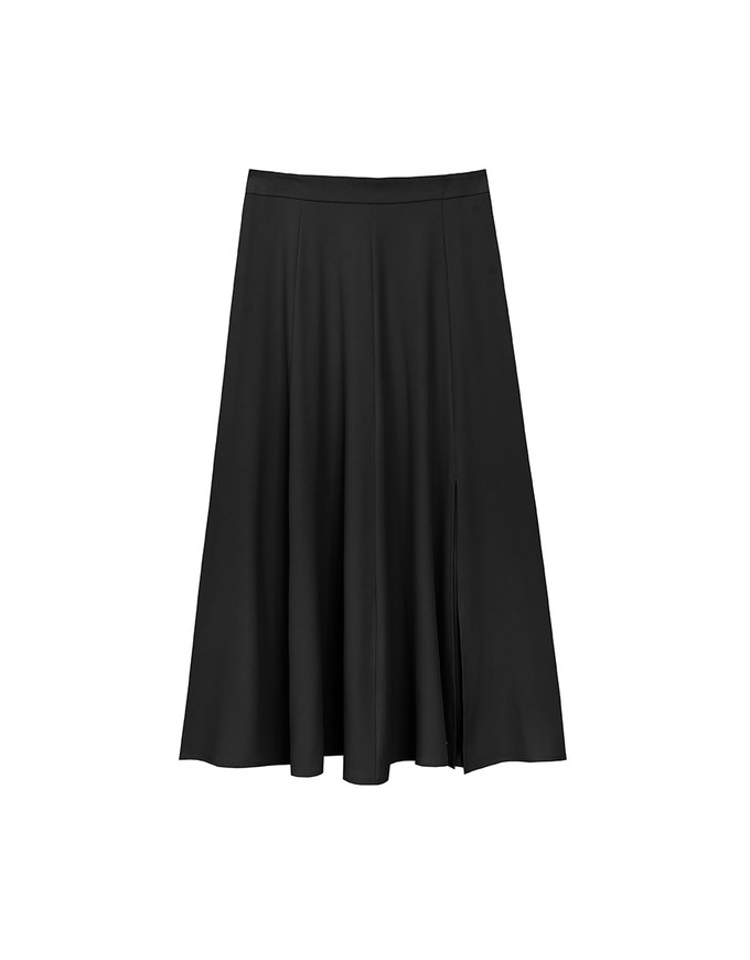 Cooling Fabric Flared Front Slit Maxi Skirt