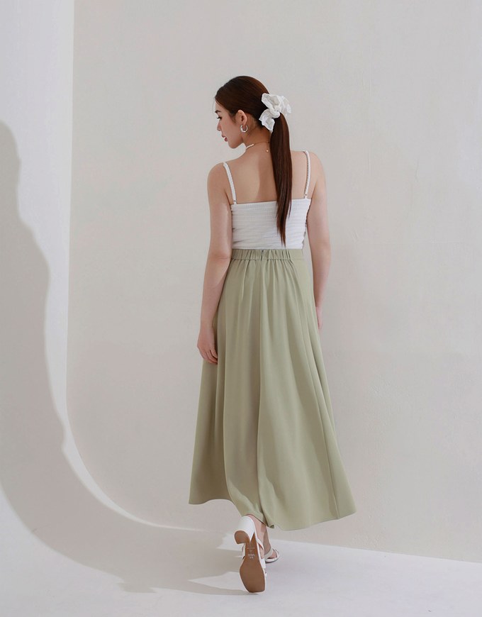 Cooling Fabric Flared Front Slit Maxi Skirt