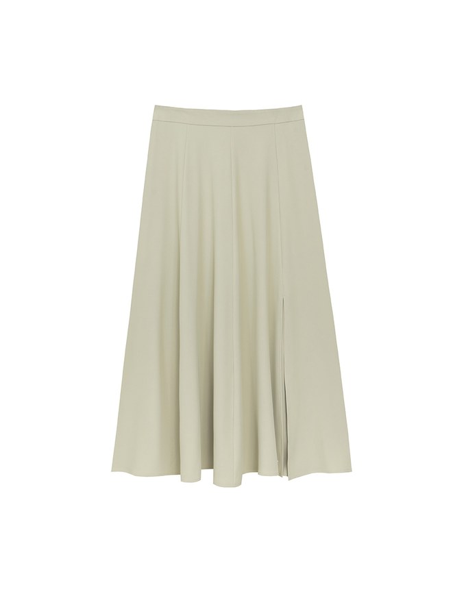 Cooling Fabric Flared Front Slit Maxi Skirt