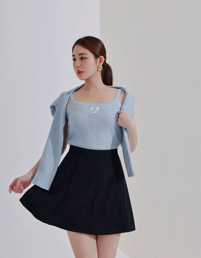Cooling Fabric High Waist A Line Mini Skirt with Flared Hem