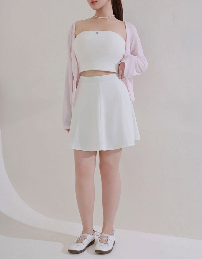 Cooling Fabric High Waist A Line Mini Skirt with Flared Hem