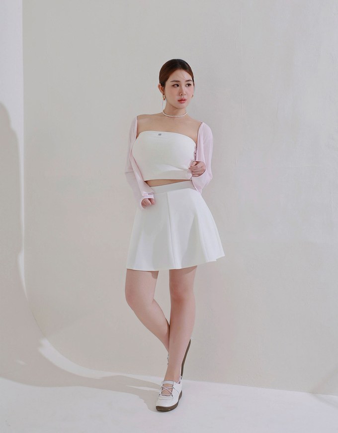 Cooling Fabric High Waist A Line Mini Skirt with Flared Hem