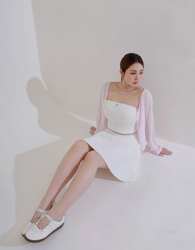 Cooling Fabric High Waist A Line Mini Skirt with Flared Hem