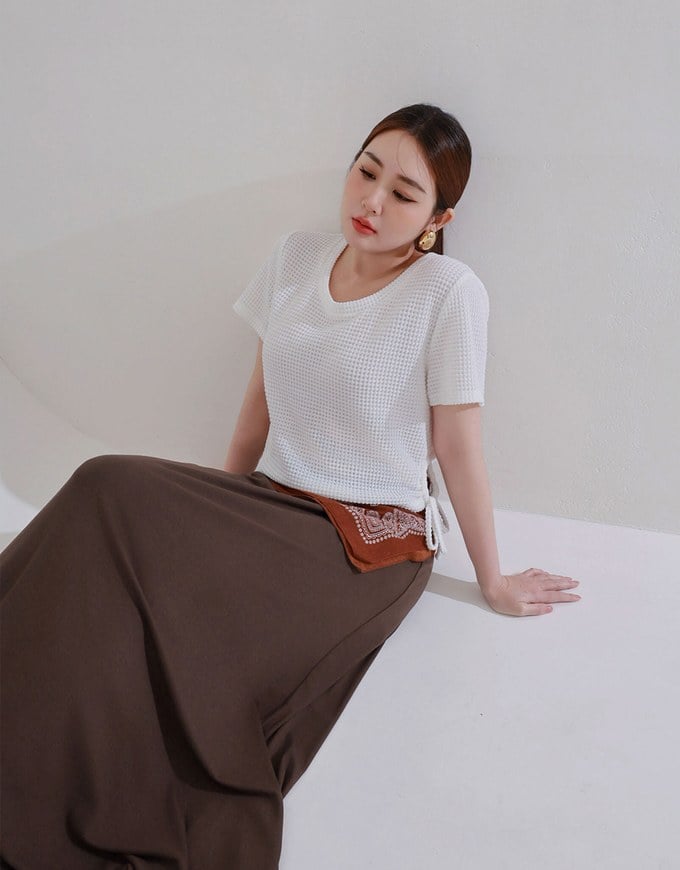 Logo Embroidered Slim Fit Flared Maxi Skirt
