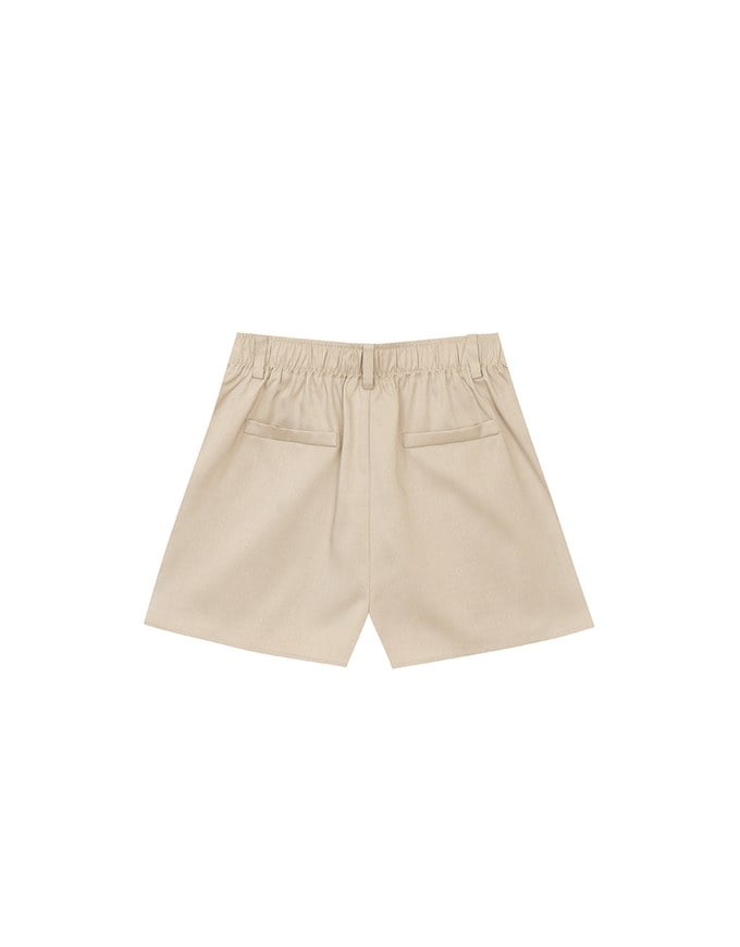 Pleated Front Elastic Waist Tailored Shorts