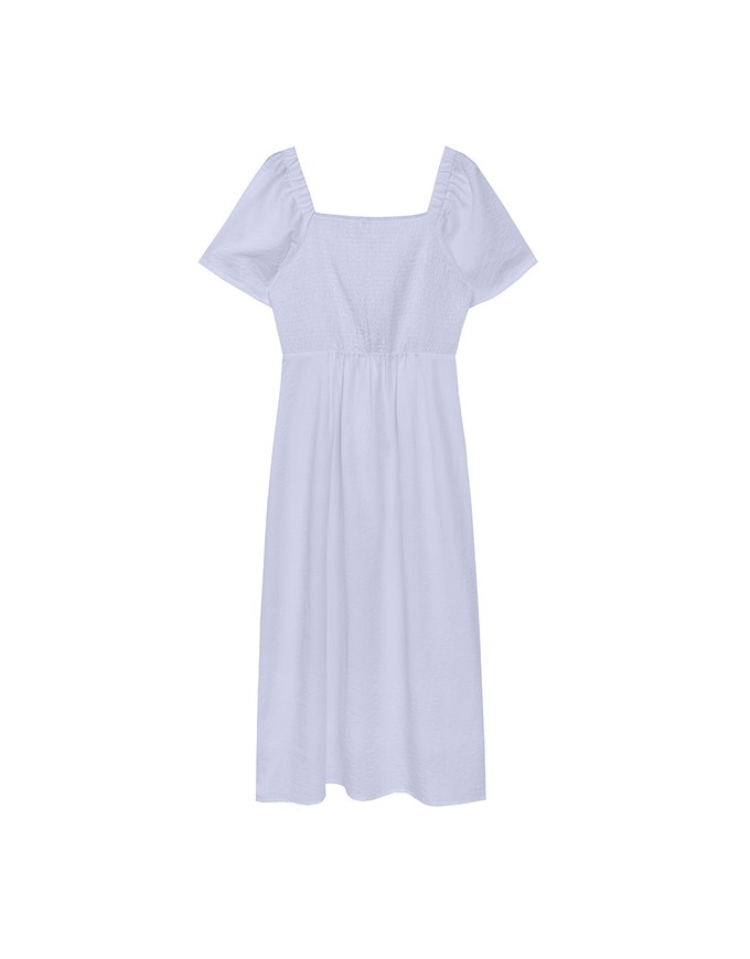 Maxi Dress with Side Slit and Bow Detail at Neckline