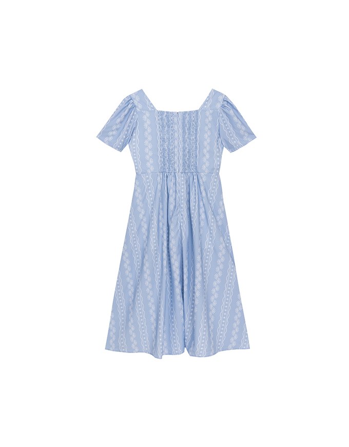 Dainty Floral Embroidery Front Tie Cut Out Padded Flowy Maxi Dress