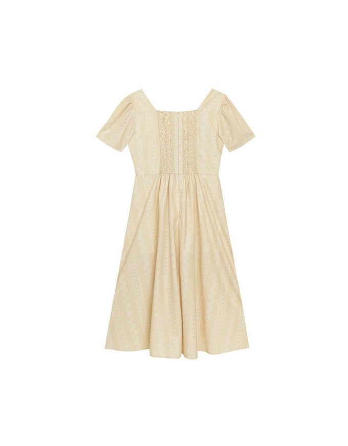 Dainty Floral Embroidery Front Tie Cut Out Padded Flowy Maxi Dress