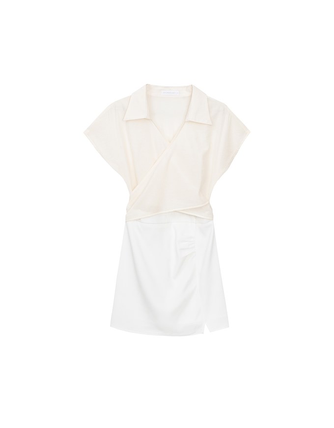 Cross Strap Waist Cut Out Detail Tailored Shirt Dress