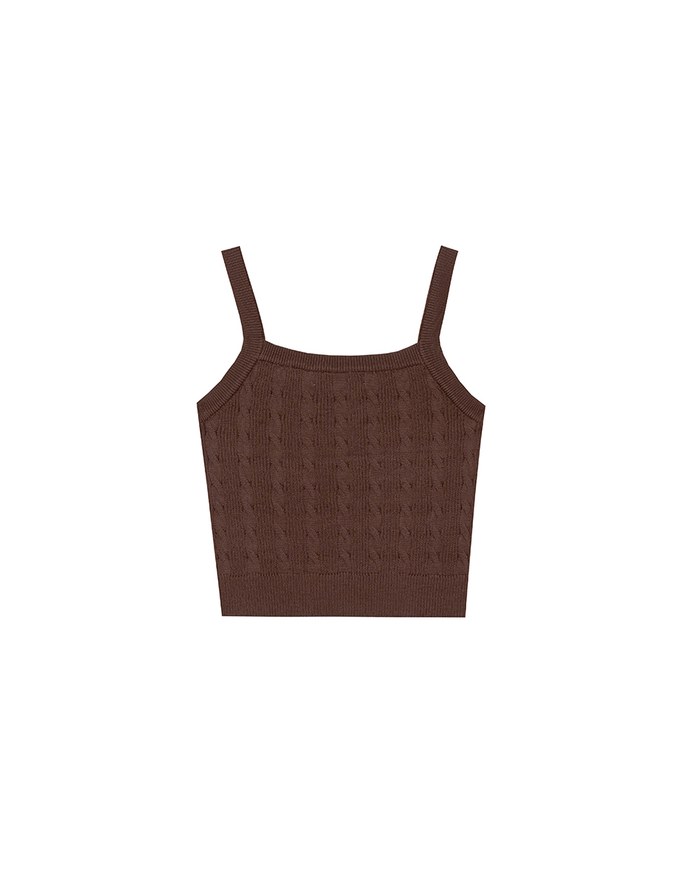 Ribbed Cable Knit Crop Tank Top with AIR SPACE Logo Embroidered Heart Detail