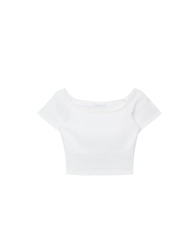 Basic Off Shoulder Stretch Padded Cropped Top