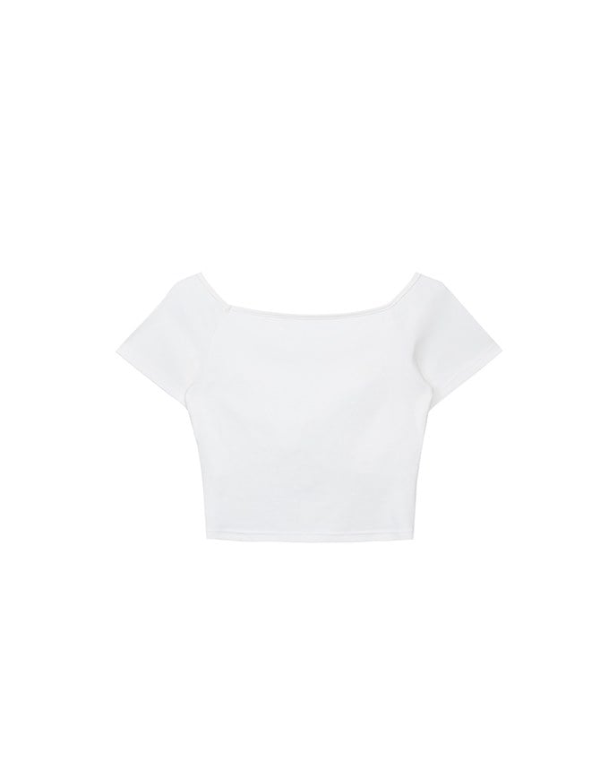Basic Off Shoulder Stretch Padded Cropped Top