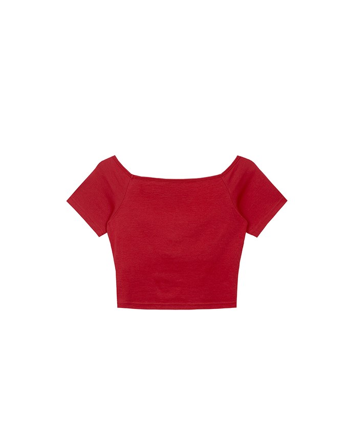 Basic Off Shoulder Stretch Padded Cropped Top