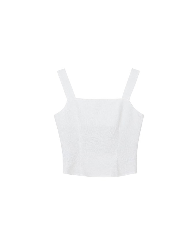 Ruched Front Sleeveless Vest Top with Button Accent