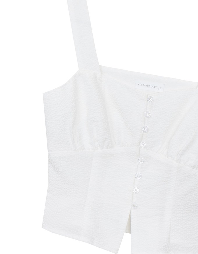 Ruched Front Sleeveless Vest Top with Button Accent