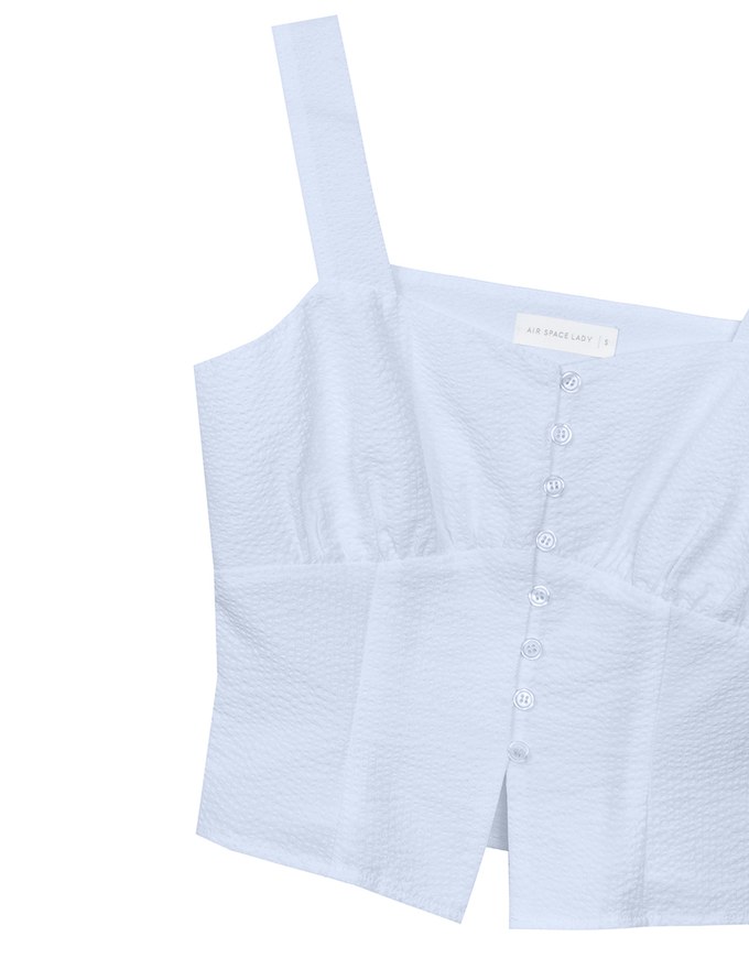 Ruched Front Sleeveless Vest Top with Button Accent