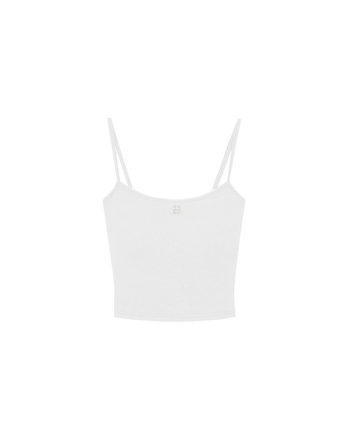 AIR SPACE Logo Embroidered Ribbed Spaghetti Strap Cami Padded Top