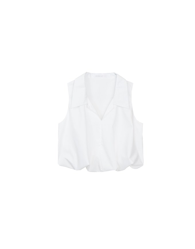 Sleeveless Bubble Hem Top With Collar Detail