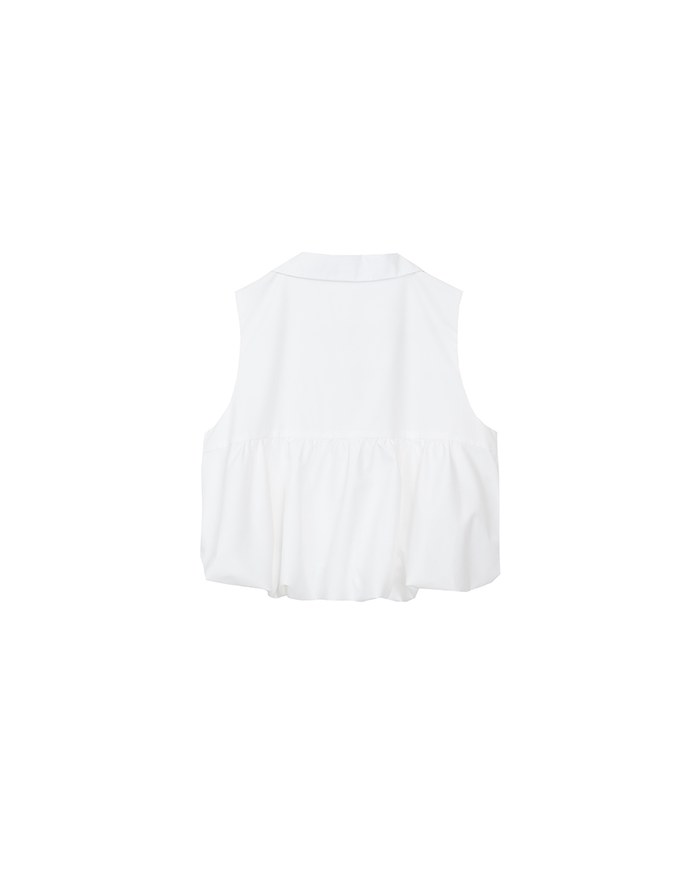 Sleeveless Bubble Hem Top With Collar Detail