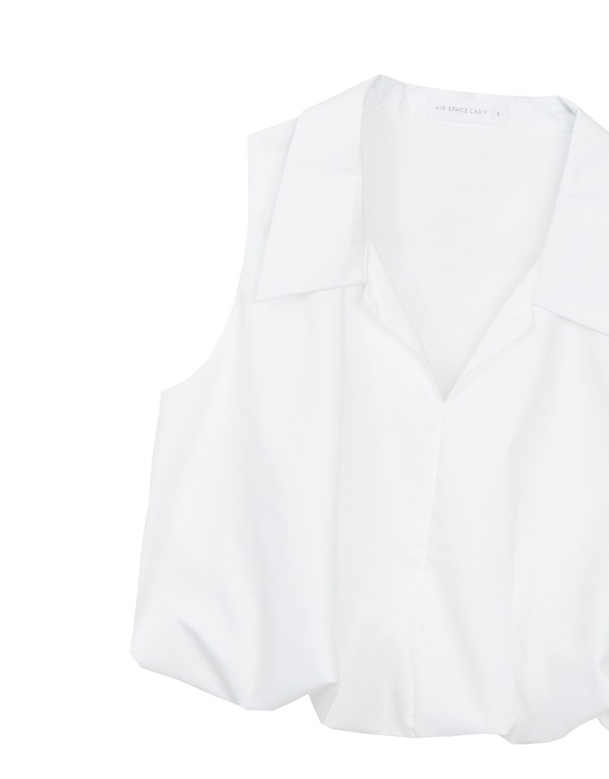 Sleeveless Bubble Hem Top With Collar Detail