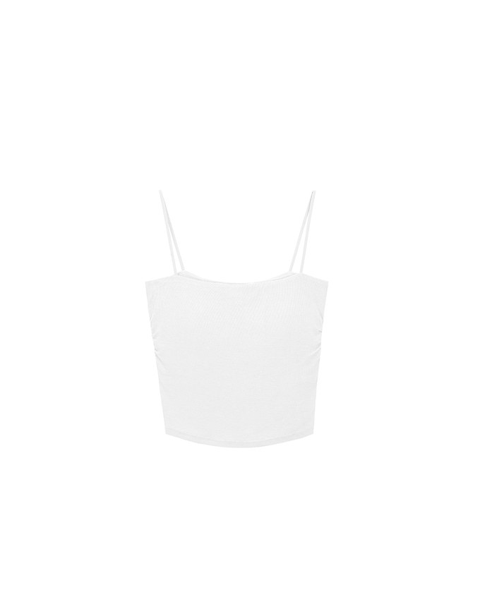Basic Ribbed Slim Strap Crop Cami Top