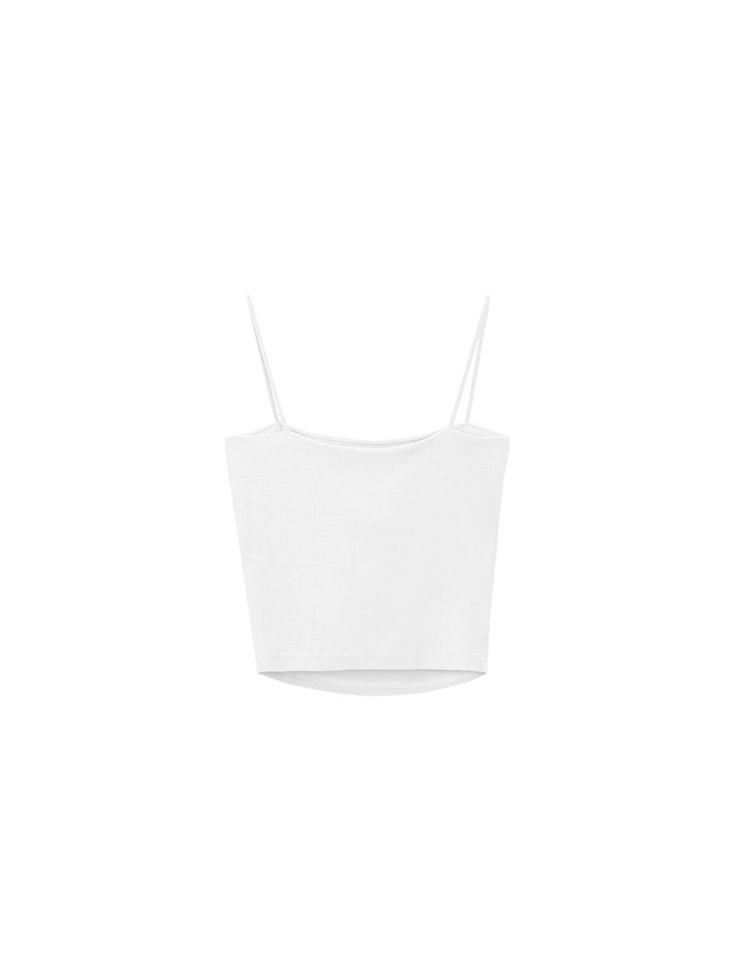 Basic Ribbed Slim Strap Crop Cami Top