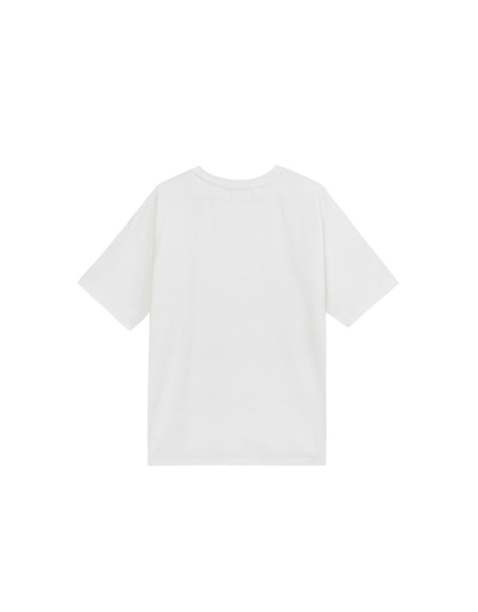 Round Neckline Puppy Print Oversized Graphic Tee
