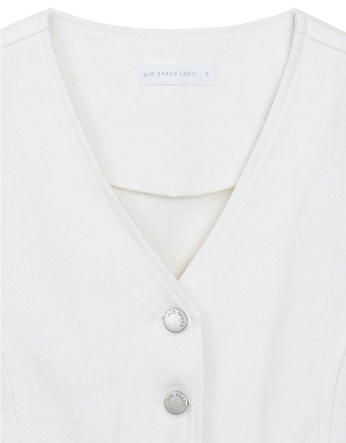Tailored V Neck Button Front Short Sleeve Cropped Blazer Top