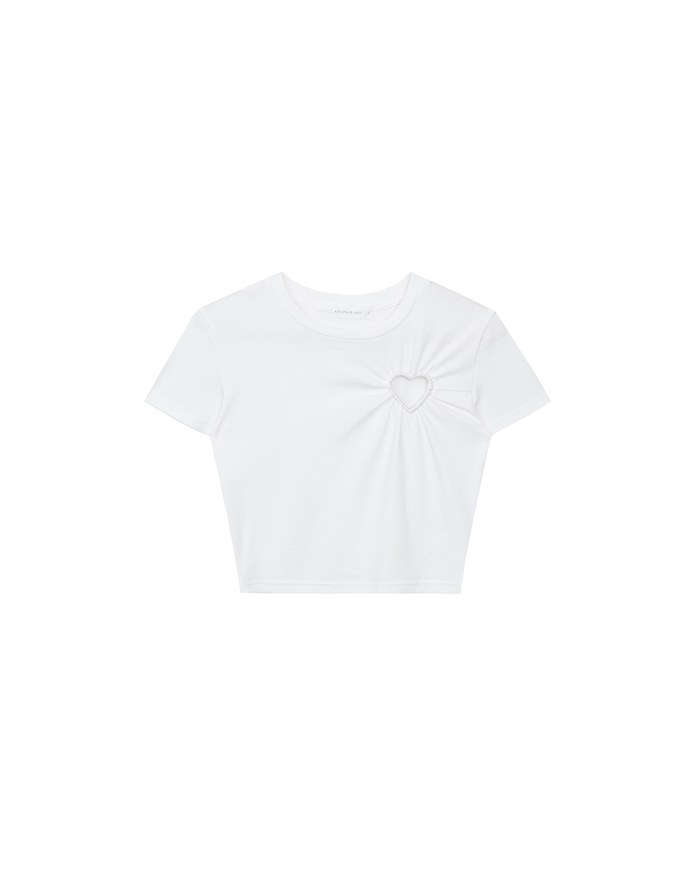 Heart Cut out Cropped Knit Top