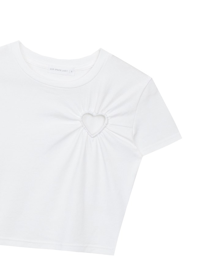 Heart Cut out Cropped Knit Top