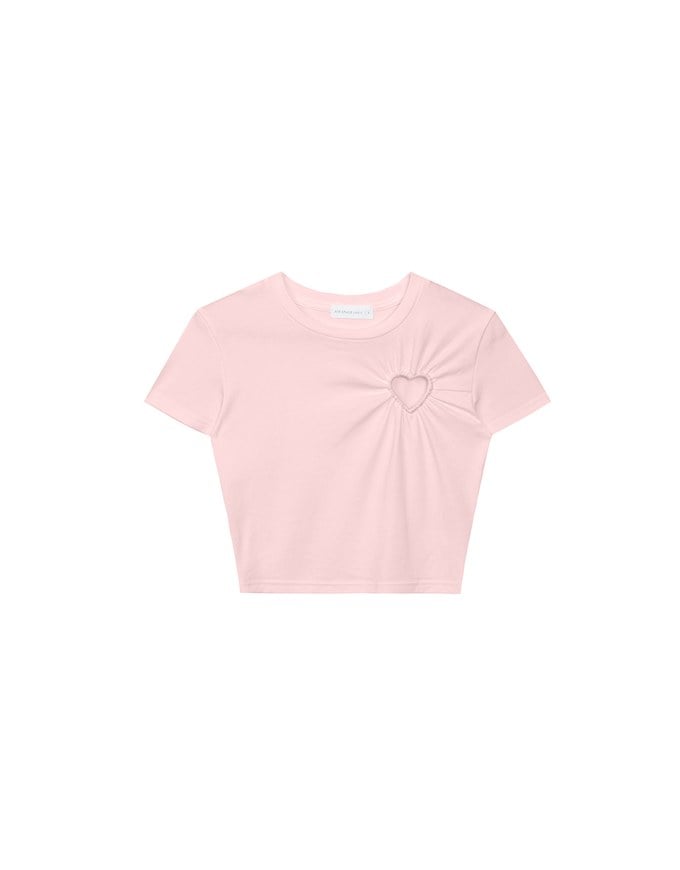 Heart Cut out Cropped Knit Top