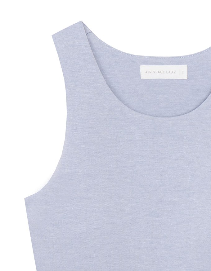 AIRY HOURGLASS Round Neck Textured Ribbed Crop Padded Tank Top