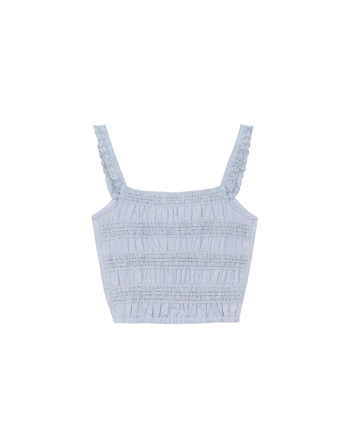 Lace Trim Strap Pintuck Texture Button Front Camisole Top