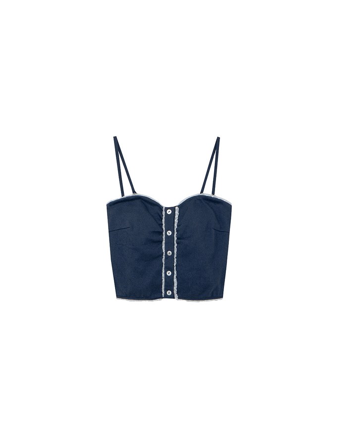 Lace Trim Ruched Strapless Padded Cami Top