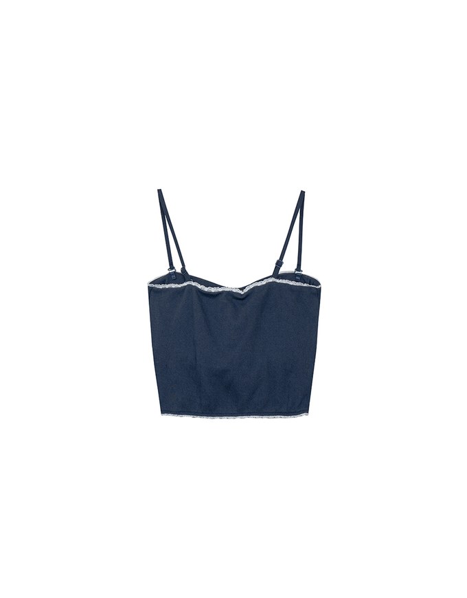 Lace Trim Ruched Strapless Padded Cami Top