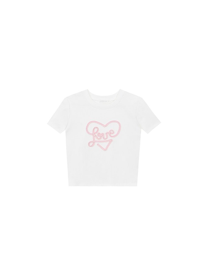 Love Heart Embroidered Lettering Mini Tee