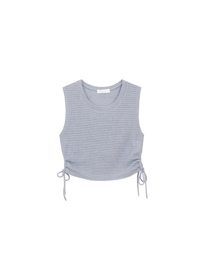 Waffle Knit Side Drawstring Tank Top