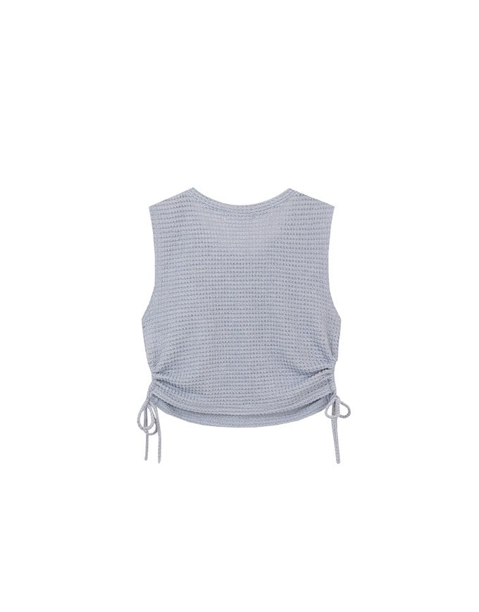 Waffle Knit Side Drawstring Tank Top