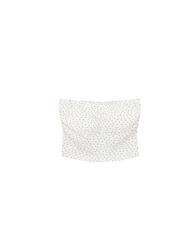 Textured Strapless Ruched Padded Bandeau Top