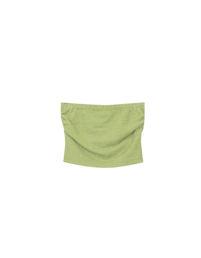 Textured Strapless Ruched Padded Bandeau Top