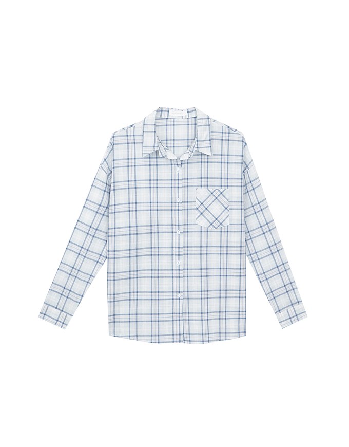 Long Sleeve Oversized Checkered Flannel Shirt Blouse