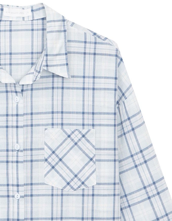 Long Sleeve Oversized Checkered Flannel Shirt Blouse