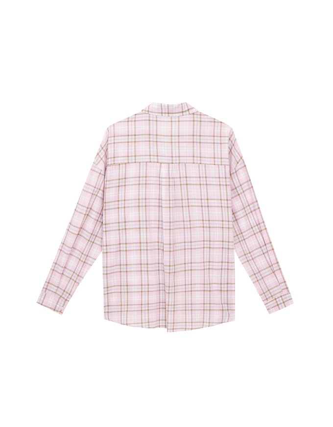 Long Sleeve Oversized Checkered Flannel Shirt Blouse