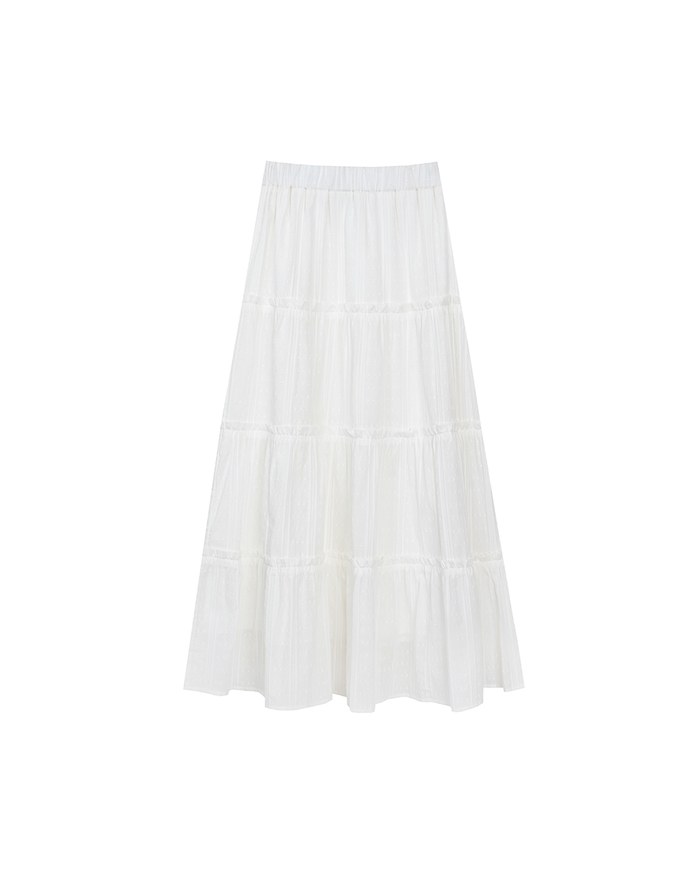 Flowy Polka Dot Tiered Maxi Skirt