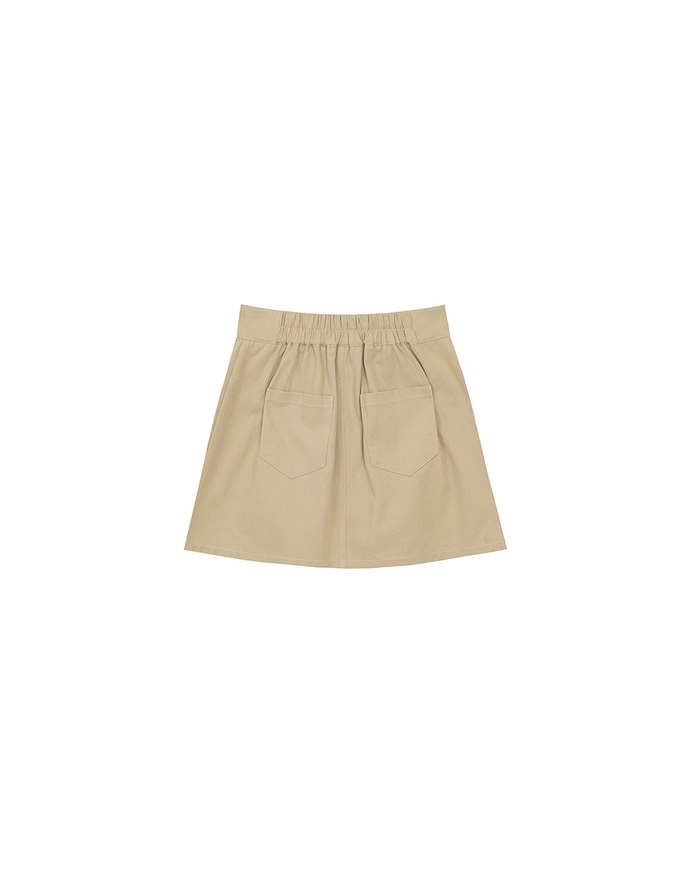 Front Zip Up A LineMini Skirt with Cargo Inspired Flap Pockets