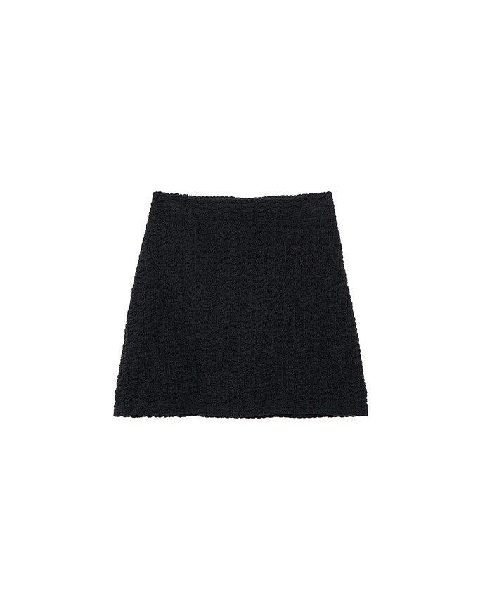 High Waist Crinkled Texture Fitted Mini Skirt