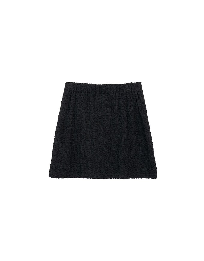 High Waist Crinkled Texture Fitted Mini Skirt