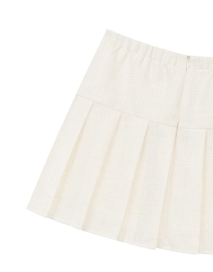 High Waist A Line Tailored Pleated Mini Skirt
