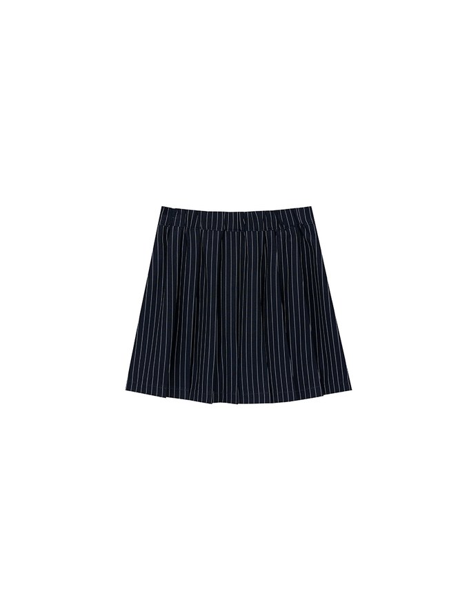 High Waisted Pinstripe Pleated Mini Skirt