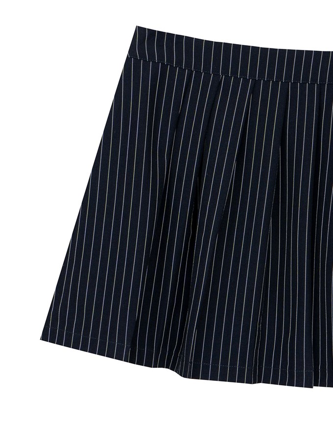 High Waisted Pinstripe Pleated Mini Skirt